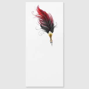 Carte Magnétique Stylo rouge en plumes avec nib or