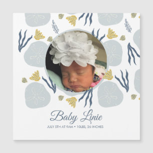 Carte Magnétique Summer Baby Beach Thème Frontière Photo Naissance