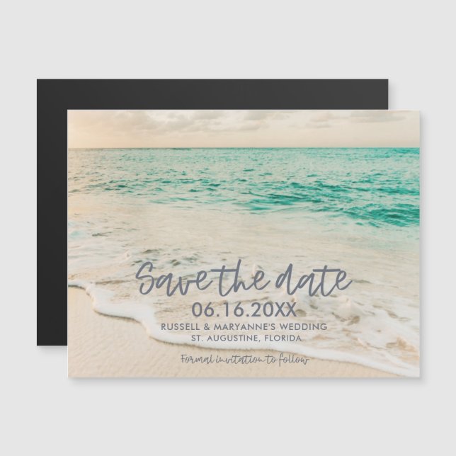 Carte Magnétique Sunset Beach Wedding Enregistrer la date (Devant / Derrière)