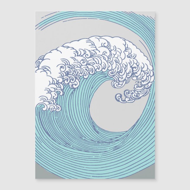 Carte Magnétique Surf asiatique japonais Vague Art Ocean Art (Devant)