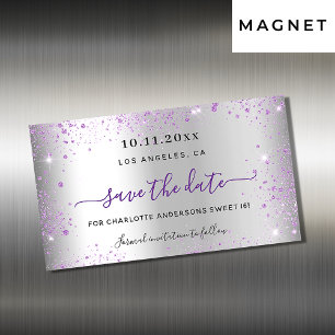 Carte Magnétique Sweet 16 argent violet enregistrer l'aimant de dat