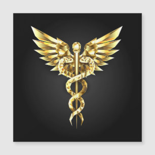 Carte Magnétique Symbole caducee polygonale en or