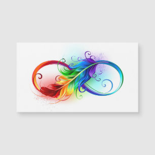 Carte Magnétique Symbole d'infini avec plume arc-en-ciel