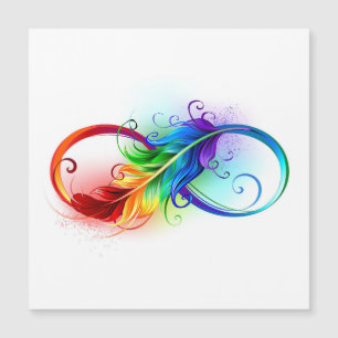 Carte Magnétique Symbole d'infini avec plume arc-en-ciel