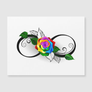Carte Magnétique Symbole d'infini avec Rose arc-en-ciel