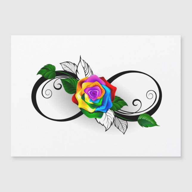 Carte Magnétique Symbole d'infini avec Rose arc-en-ciel (Devant)