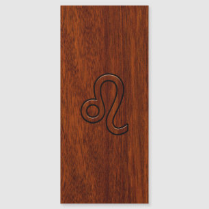 Carte Magnétique Symbole Leo Zodiac en bois mahogany riche
