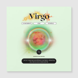 Carte Magnétique Symbole moderne Zodiac Virgo Quote Élément Terre