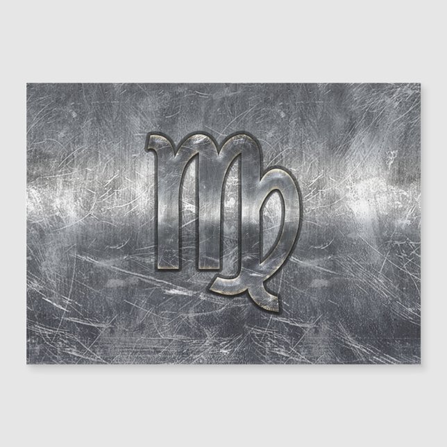 Carte Magnétique Symbole Virgo Zodiac Argent Style désaffecté (Devant)