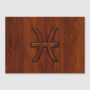 Carte Magnétique Symbole zioaque Pisces Symbole Brown en bois d'aca
