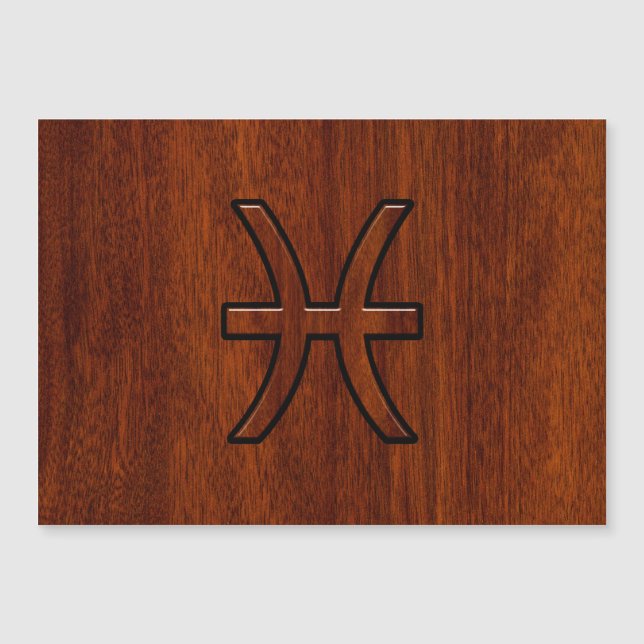 Carte Magnétique Symbole zioaque Pisces Symbole Brown en bois d'aca (Devant)