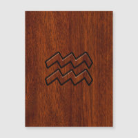 Symbole Zodiac Aquarius Style bois d'acajou