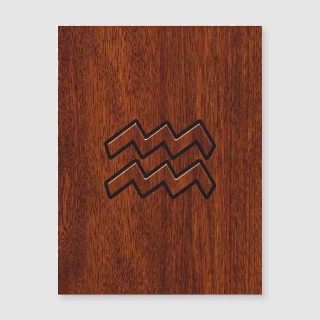 Carte Magnétique Symbole Zodiac Aquarius Style bois d'acajou (Devant)