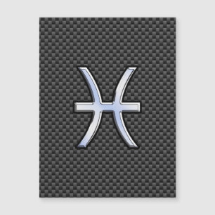 Carte Magnétique Symbole zodiaque Pisces sur le style fibre de carb