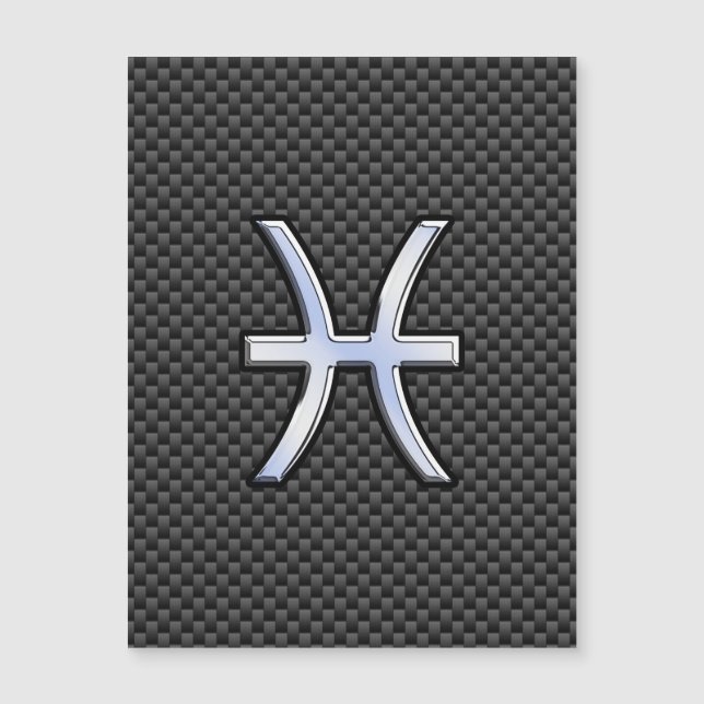 Carte Magnétique Symbole zodiaque Pisces sur le style fibre de carb (Devant)