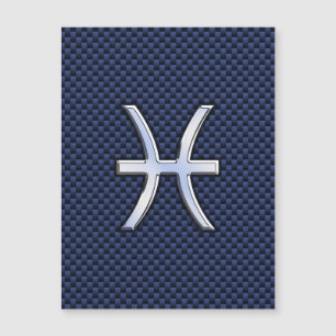 Carte Magnétique Symbole zodiaque Poissons Marine Blue Carbon Fiber