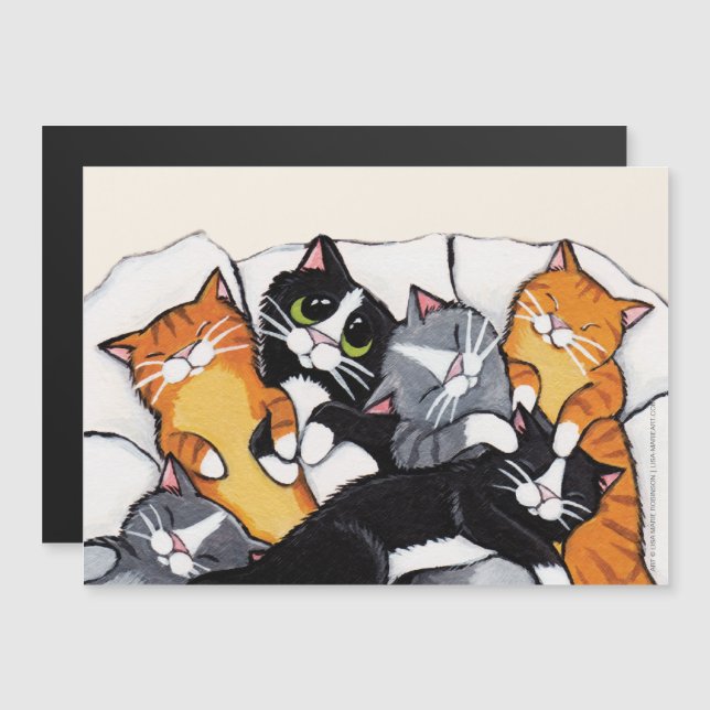 Carte Magnétique Tabby Cat et Tuxedo Cat (Devant / Derrière)