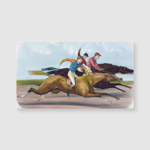 Carte Magnétique Tableau vintage D'Une Scène De Course De Cheval, C