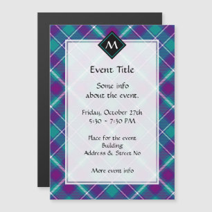 Carte Magnétique Tartan vert de mer, violet et bleu