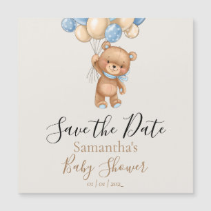 Carte Magnétique Teddy Bear Balloon Baby shower Brown Enregistrer l