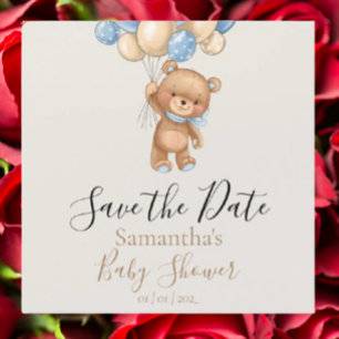 Carte Magnétique Teddy Bear Balloon Baby shower Brown Enregistrer l