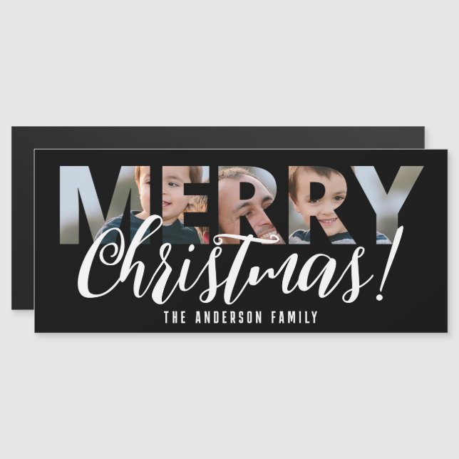 Carte Magnétique Téléchargez votre photo en texte Joyeux Noël (Devant / Derrière)