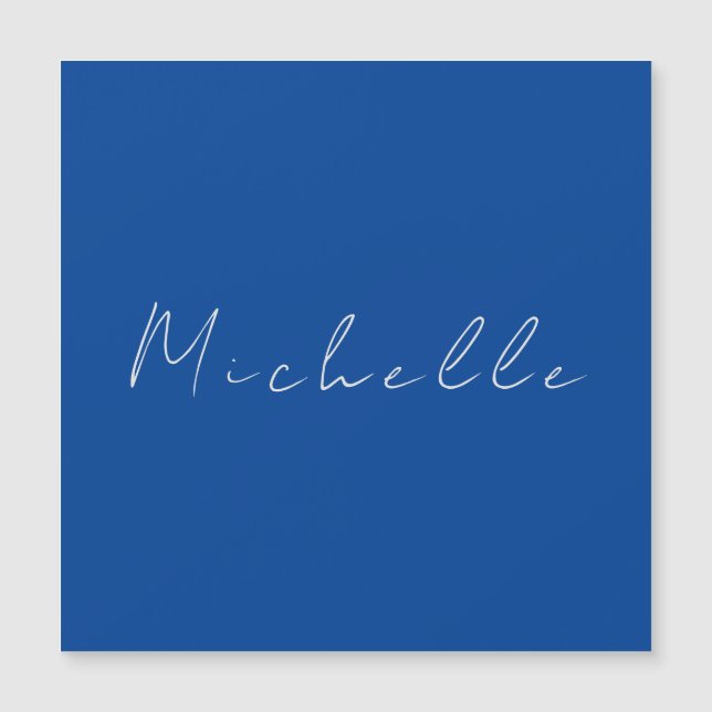 Carte Magnétique Tendance Minimaliste Moderne Manuscrite Bleue (Devant)