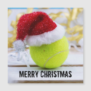 Carte Magnétique Tennis ball Noël vacances avec Santa Hat