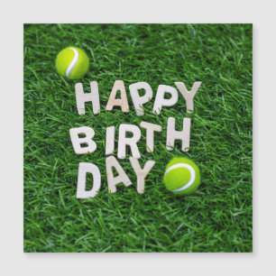 Carte Magnétique Tennis Joyeux Anniversaire avec Tennis ball sur ve