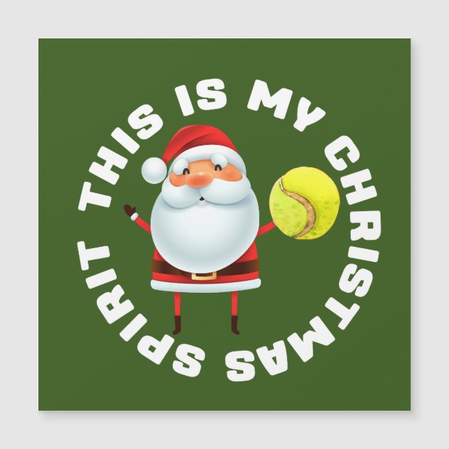 Carte Magnétique Tennis Noël avec le Père Noël Esprit Noël (Devant)