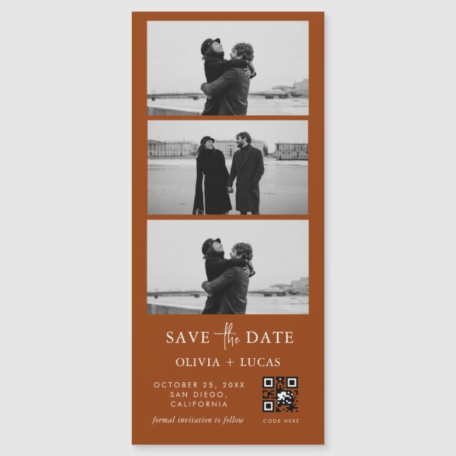 Carte Magnétique Terracotta QR Code Bande Photo Mariage magnétique (Devant)