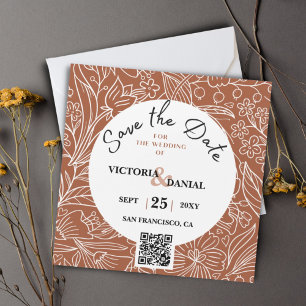 Carte Magnétique Terracotta QR Code Modern Chic Minimalist Wedding