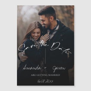 Carte Magnétique Texte mignon superposer Monogramme deux Mariage ph