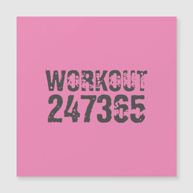 Carte Magnétique Texte usé et rayé Workout 247365 rose (Devant)