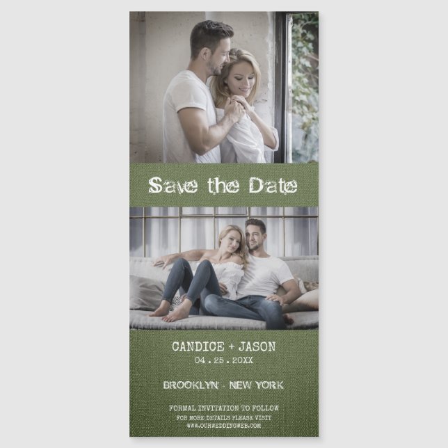 Carte Magnétique Textile vert Textile Engagé Couple romantique (Devant)