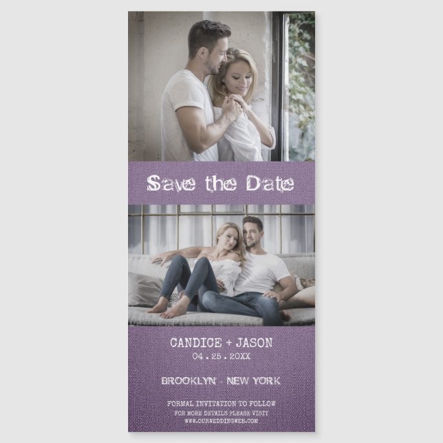 Carte Magnétique Textile Violet Textile Texture Engagé Romantique C (Devant)