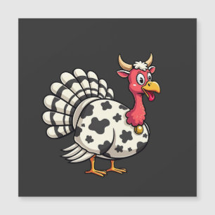 Carte Magnétique Thanksgiving Turkey Moo Cow Head Fundy Fall Family
