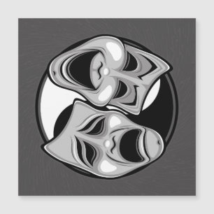 Carte Magnétique Théâtre comique et tragique Masques Yin Yang Desig