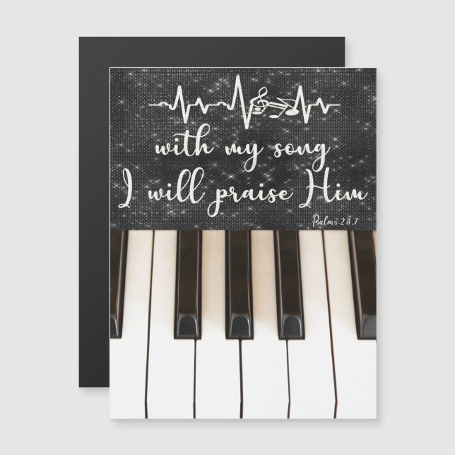 Carte Magnétique Touches de piano avec Psaumes Bible Verse Citation (Devant / Derrière)