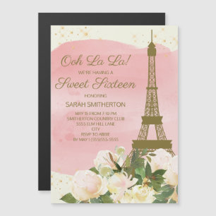 Carte Magnétique Tour Eiffel en or rose élégant Paris Sweet 16