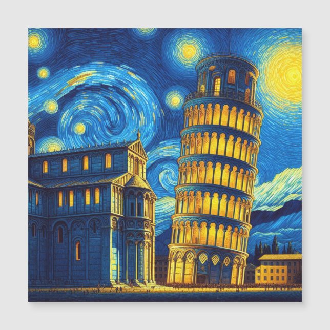 Carte Magnétique Tour Starry Night Leaning De Pise Italie (Devant)