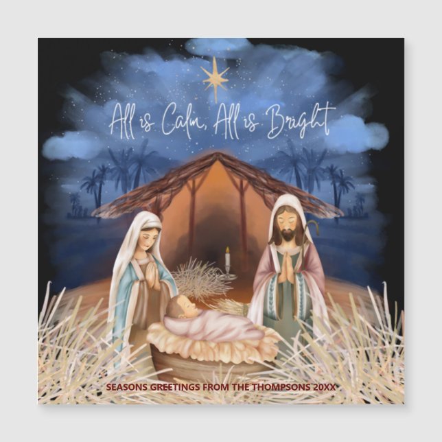 Carte Magnétique Tout Est Calme Tout Est Lumineux Nativité Étoile N (Devant)