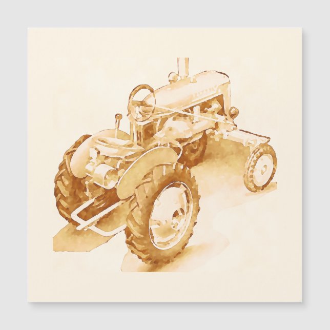 Carte Magnétique tracteur antique - aquarelle (Devant)