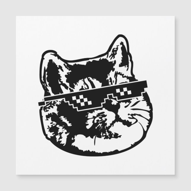 Carte Magnétique Traiter Avec Il Lunettes Mème Chat (Devant)