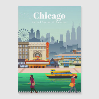 Carte Magnétique Travel Art Travel To Chicago