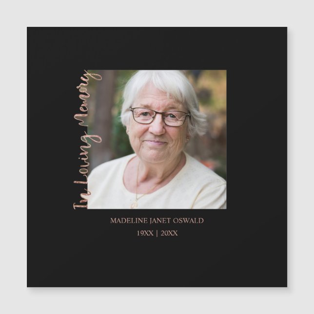 Carte Magnétique Trendy Black Minimalist Custom Photo Remembrance (Devant)