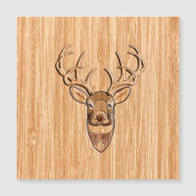Carte Magnétique Trophée de la Tête de Cerf Blanc Style grain de bo (Devant)