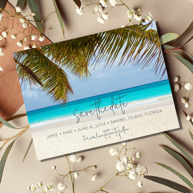 Carte Magnétique Tropical Beach Destination Wedding Enregistrer la  (Créateur téléchargé)
