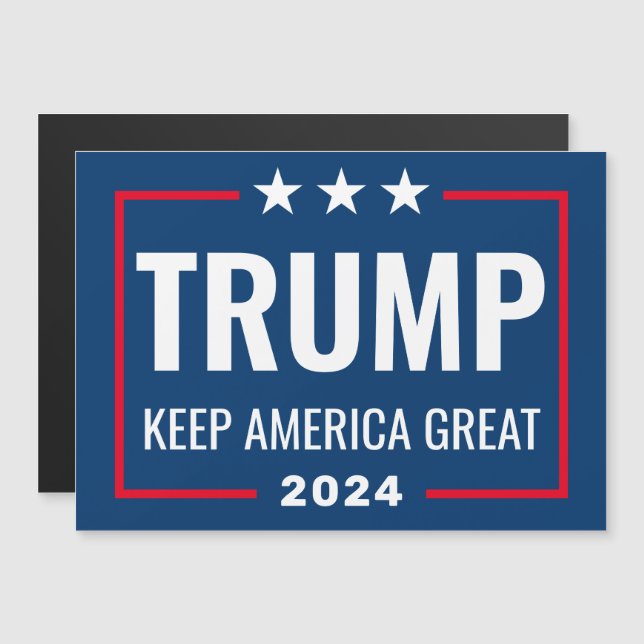 Carte Magnétique Trump 2024 Gardez l'Amérique grande - bleu rouge a (Devant / Derrière)