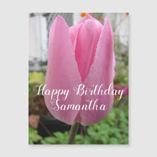 Carte Magnétique Tulipe rose Fleur Florale Tulipes d'anniversaire M (Devant)